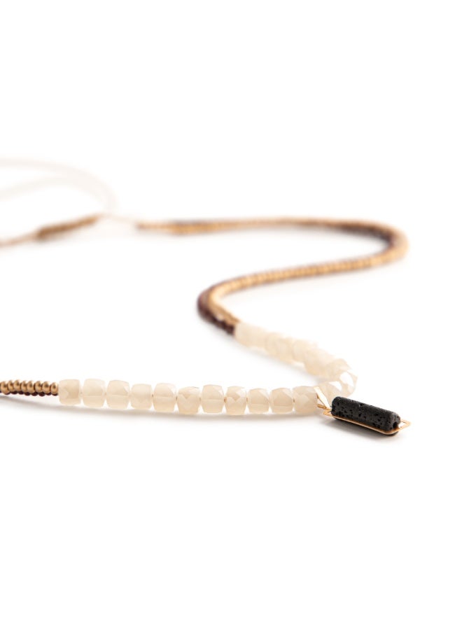 Minza “Lava” Women’s Necklace, Pure 18K Gold, Czech Beads, Crystal & Lava Stone, Handmade Necklace for Women, Beaded Necklace, Jewelry for Casual & Special Occasion - Image 3