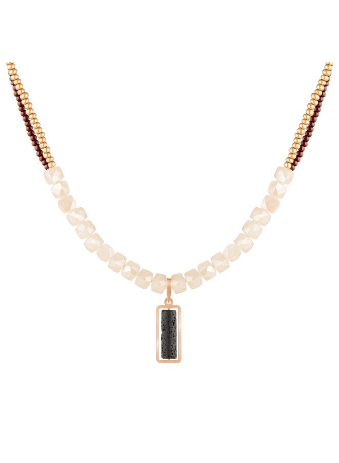 Minza “Lava” Women’s Necklace, Pure 18K Gold, Czech Beads, Crystal & Lava Stone, Handmade Necklace for Women, Beaded Necklace, Jewelry for Casual & Special Occasion - Image 2
