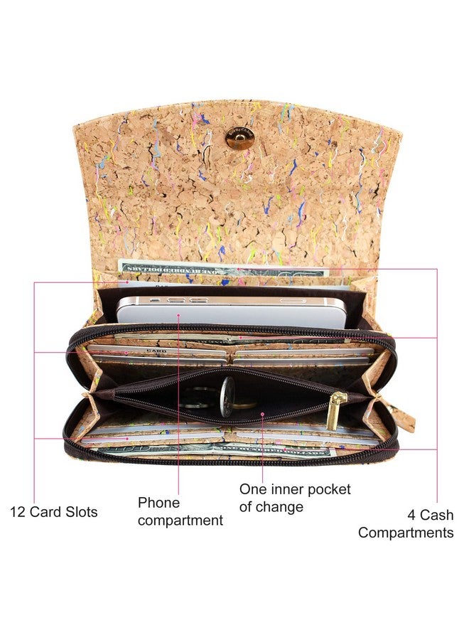 boshiho Natural Cork Wallet Large Capacity Smart Phone Long Clutch Purse For Women Vegan Gift (Cork 1)  - Image 4