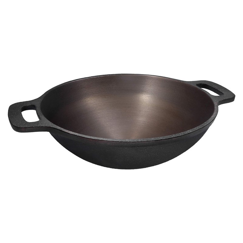 Bharath Agencies Cast Iron Medium Kadai Kadhai Heavy Wok For Cooking,9 Inch (Diameter), Black - Image 2