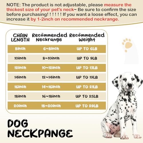 LEIFIDE Dog Chain Collar Diamond Link Puppy Collar 12 mm Wide Dog Necklace Metal Cat Chain Pet Crystal Necklace Jewelry Accessories for Small Medium Large Pet(10 Inch,Gold, AB Color) - Image 3