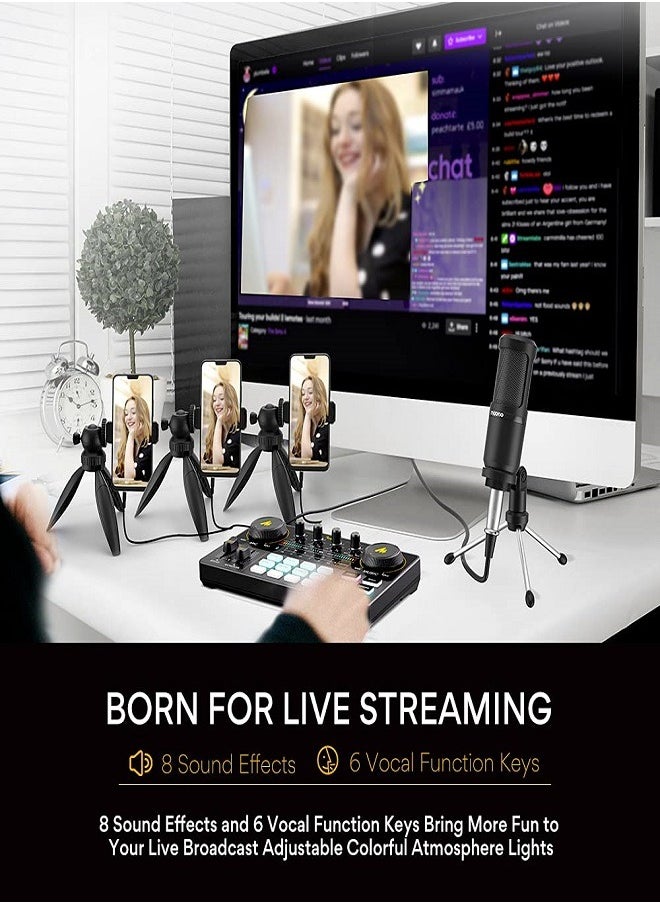 Maono - Moano CastLite Am200-S1 All-in-One Composer Microphone Kit, Sound Card and Audio Interface with Condenser Microphone and Headphones for Mobile Phones and Computers - Image 1