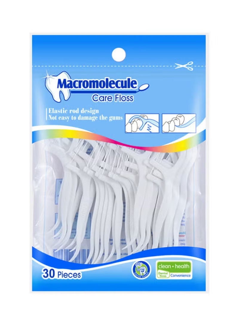 Dental Floss Picks (30 Count), 2-in-1 Unflavored Toothpick Flossers for Teeth Cleaning, High-Tensile Strong Floss Sticks with Anti-Slip Handle, Portable Daily Oral Care Gum Health - Image 1