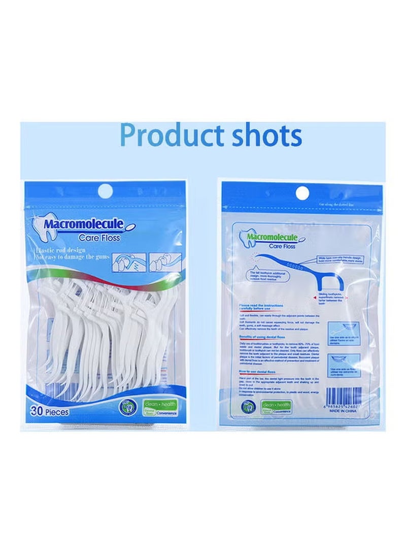 Dental Floss Picks (30 Count), 2-in-1 Unflavored Toothpick Flossers for Teeth Cleaning, High-Tensile Strong Floss Sticks with Anti-Slip Handle, Portable Daily Oral Care Gum Health - Image 4