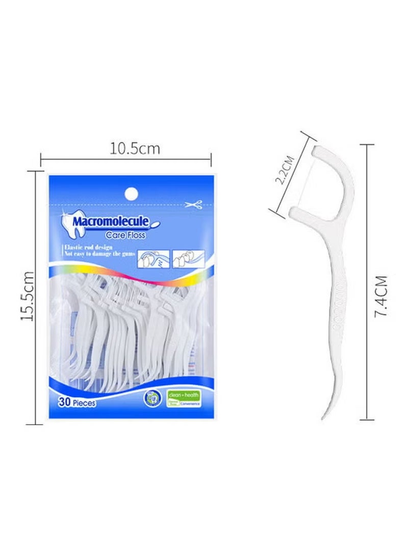 Dental Floss Picks (30 Count), 2-in-1 Unflavored Toothpick Flossers for Teeth Cleaning, High-Tensile Strong Floss Sticks with Anti-Slip Handle, Portable Daily Oral Care Gum Health - Image 3