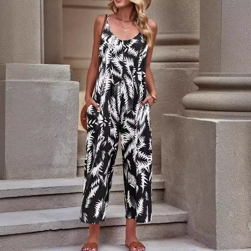 2024 Women'S Sling Strap Printed Jumpsuit Jumpsuit Women - Image 4