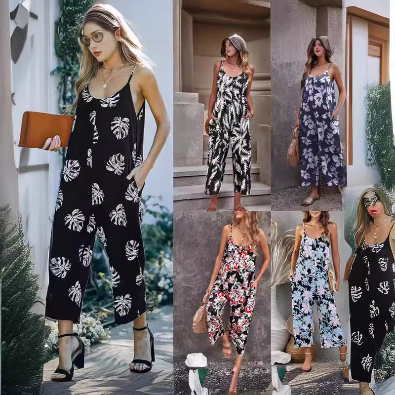 2024 Women'S Sling Strap Printed Jumpsuit Jumpsuit Women - Image 2