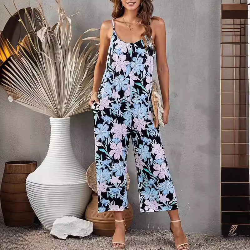 2024 Women'S Sling Strap Printed Jumpsuit Jumpsuit Women - Image 3