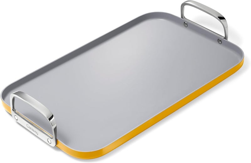 CARAWAY Caraway Double Burner Griddle  19x12 Griddle Pan  NonStick Ceramic Coated  Non Toxic PTFE  PFOA Free  Oven Safe  Compatible with All Stovetops  Marigold  - Image 1