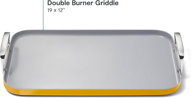 CARAWAY Caraway Double Burner Griddle  19x12 Griddle Pan  NonStick Ceramic Coated  Non Toxic PTFE  PFOA Free  Oven Safe  Compatible with All Stovetops  Marigold  - Image 3