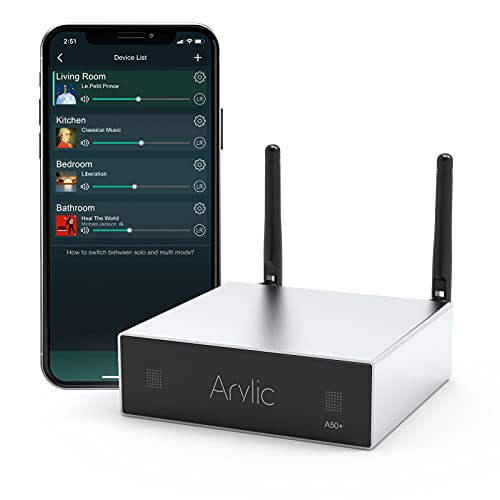 Arylic Up2stream A50+ WiFi &Bluetooth Amplifier with Airplay and Subwoofer Output, TPA3116 Stereo System, HiFi Multiroom/Multi-Zone Synchronized Audio, Wireless Stereo Amplifier - Image 1