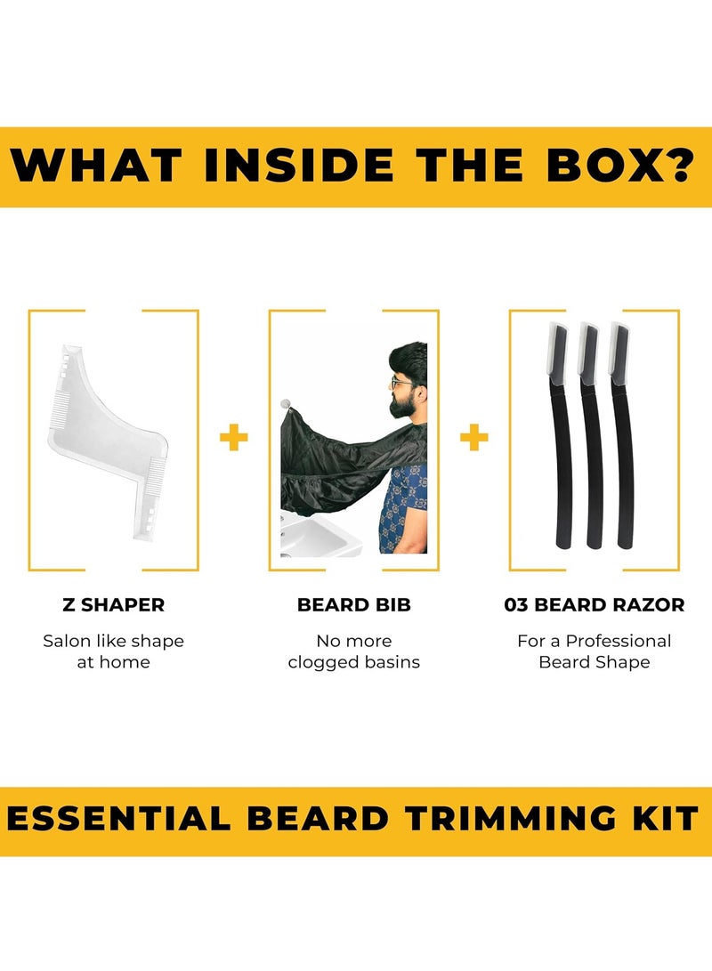 RUBAB MEN RUBAB MEN Ultimate 3-in-1 Beard Trimming Home Kit for Men | Beard Apron Cloth, Shaper & Face Razor Pen | No Mess, Zero Stress | Best Gift for Him - Image 2