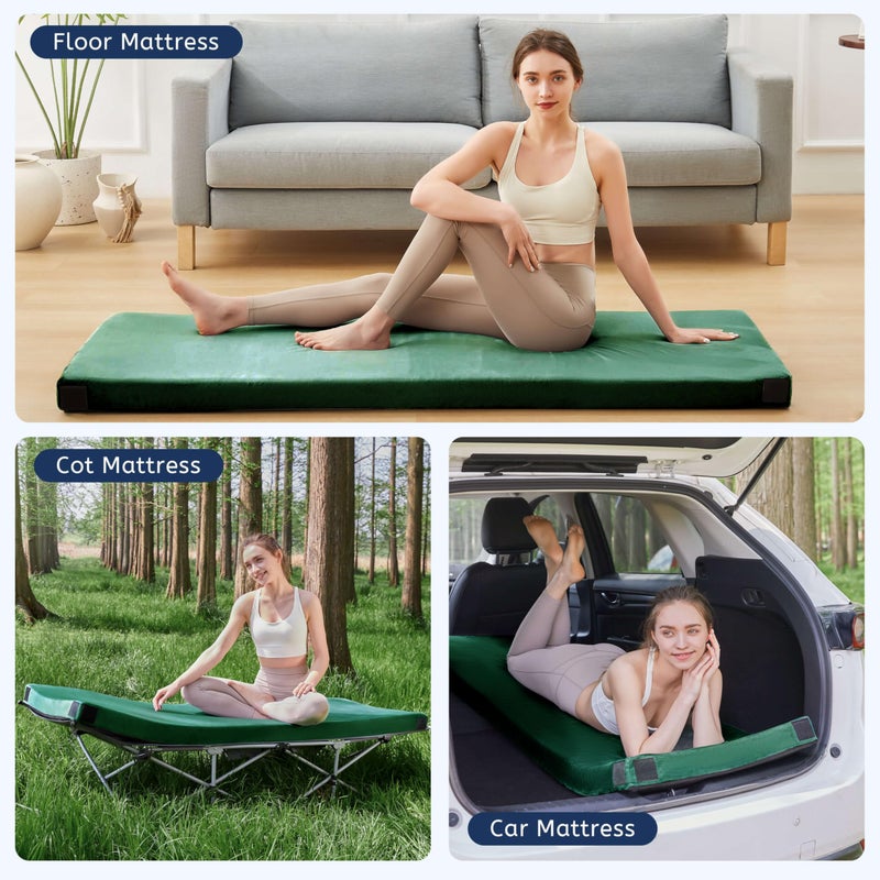 Home Mate HomeMate Memory Foam Camping Cot Mattress Pad Mat-Sleeping Pad Mat Portable Roll Up Travel Mattress CertiPUR-US for Adults-Camping Bed for Guests Floor Tent Sleepover with Waterproof Cover Travel Bag - Image 3