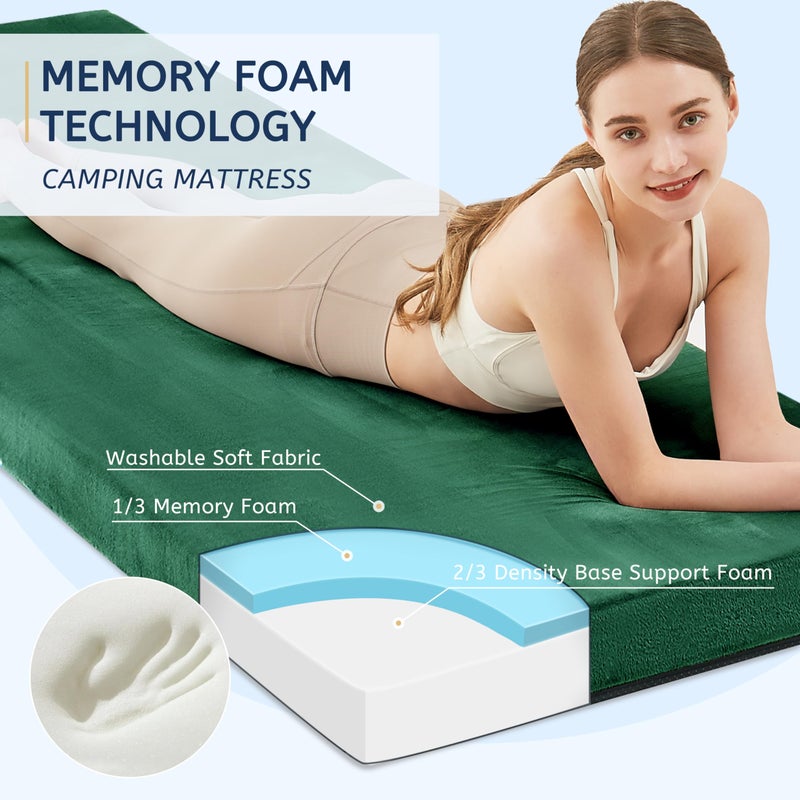 Home Mate HomeMate Memory Foam Camping Cot Mattress Pad Mat-Sleeping Pad Mat Portable Roll Up Travel Mattress CertiPUR-US for Adults-Camping Bed for Guests Floor Tent Sleepover with Waterproof Cover Travel Bag - Image 2