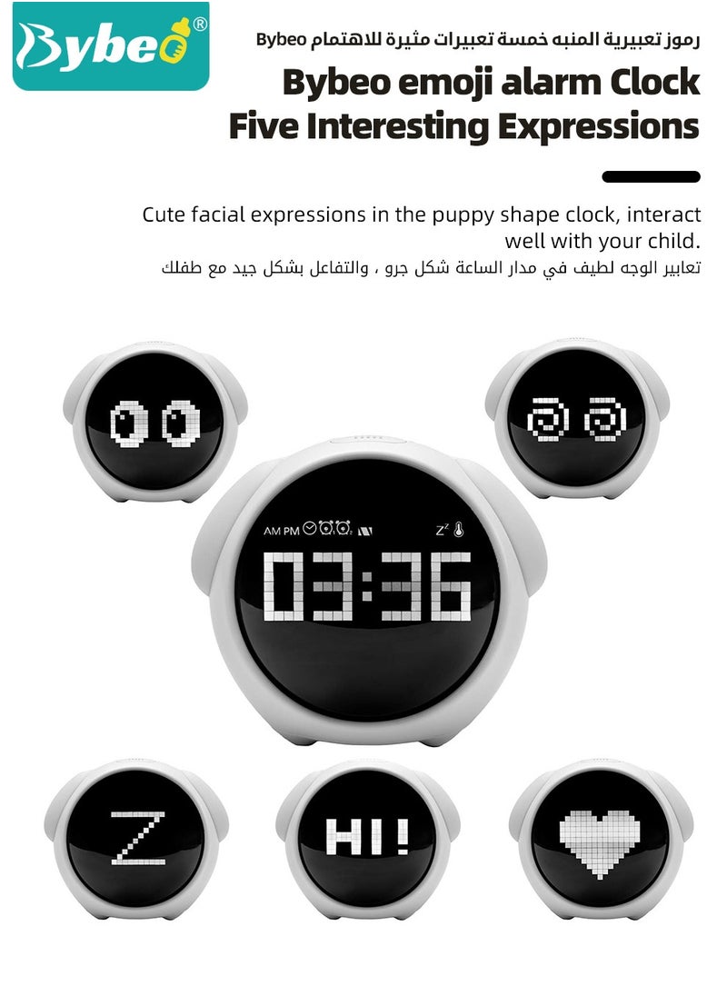بيبو منبه الأطفال، ساعة رقمية لتعليم الوقت، ساعة إضاءة ليلية مع إيموجي، منبه رقمي صغير، مدرب نوم للأطفال مع تحكم صوتي، مستوى صوت قابل للتعديل، عرض الوقت بنظام 12/24 ساعة ودرجة الحرارة.  - Image 3