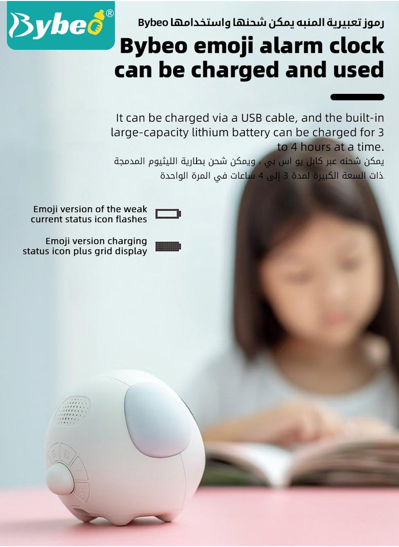 Kids Alarm Clock, Number Time Clock, Night Light Clock with Emoji, Small Digital Alarm Clock, Children's Sleep Trainer with Voice-Controll, Adjustable Volume, 12/24 Hr Time and Temperature Display