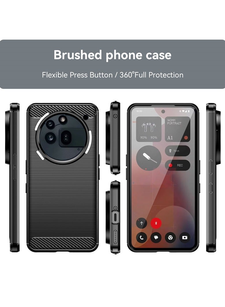 Brushed Carbon Fiber Shockproof Case For Nothing Phone 3A Pro - Black - Image 2