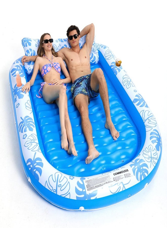 COMMOUDS Inflatable Tanning Pool Lounger Float with Cervical Pillow - Ultra Large(89" x 67") Pool Floats Adult for Sunbathing, Backyard, Pool Party - Inflate Ball Pit for Baby - Kid Swimming Pool Bed - Image 1