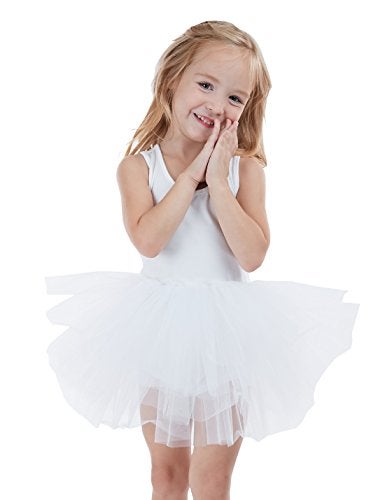 Tutu.kk Toddler Girls Camisole Tutu Dance Leotard with Fluffy 4-Layers Skirt Tutu Dress for Dance, Gymnastics and Ballet White 2 Years - Image 1