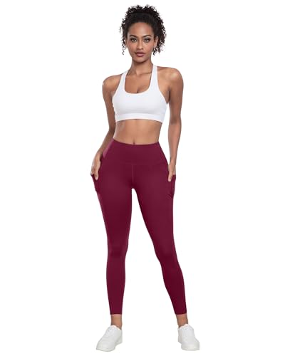 LZYVOO Leggings with Pockets for Women 6 Packs Soft High Waisted Tummy Control Workout Yoga PantsBlackGrayNavyWineGreenBrownXL - Image 3