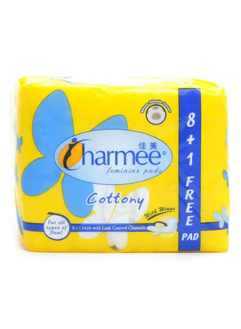 شارمي فوط نسائية قطنية لجميع أنواع التدفق مع أجنحة - 8+1 فوط