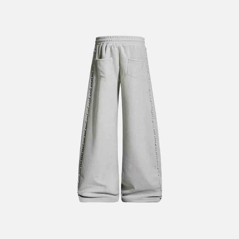 Women's Loose Fit High Waist Drawstring Sweatpants with Pearl Side Trim - Image 2