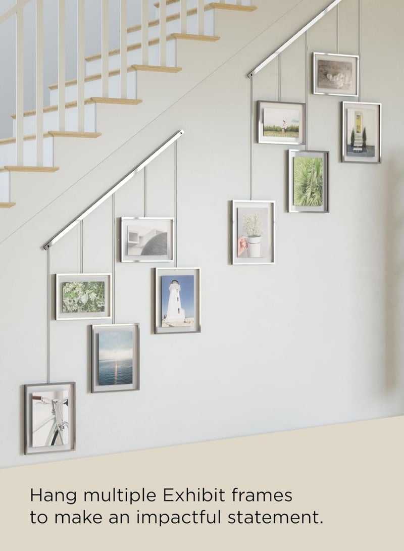 مجموعة إطارات صور "Exhibit" - نظام عرض جداري قابل للتعديل يضم 5 صور (اثنتان بمقاس 4×6 بوصة وثلاث بمقاس 5×7 بوصة) - طقم مكون من 5 قطع - لون كروم - Image 3