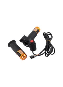 silvercnc Handlebar Grips, 1 Pair 12-84V 3 Gears Speed Switch Handle Accelerator with LED Display Screen for E-Bike Electric Scooter Yellow  - Image 2