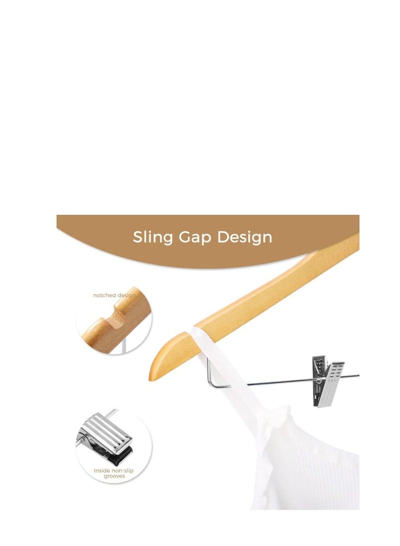 Wooden Hangers with Clips 12 Pack Premium Wooden Coat Hangers for Closet Durable Natural Wooden Pants Hangers with Clips Heavy Duty Hangers for Pants,Suits,Skirts,Jeans,Shirts,Shorts - Image 4