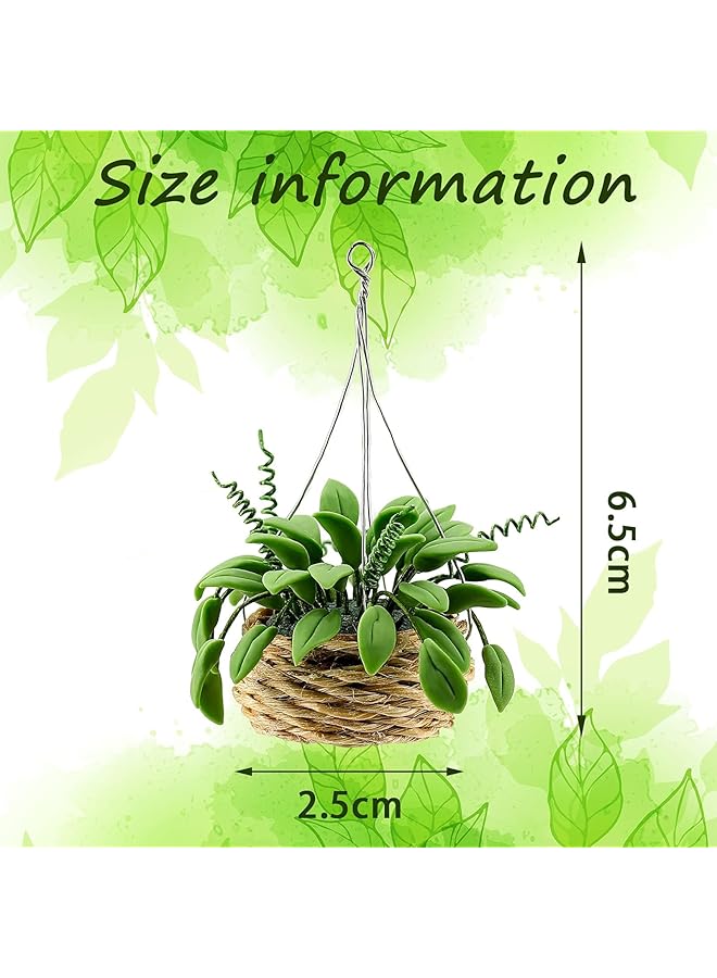 KASTWAVE 2 Pieces 1:12 Scale Miniature Dollhouse Plants Set Mini Potted Bonsai Hanging Christmas Tree & Small Houseplants For Kids Toddlers Diy Dollhouse Accessories Toy - Image 2