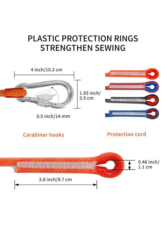 Newdoar Climbing Rope 8(5/16in),10mm (3/8in), High Strength Accessory Cord Rope with 2 Steel Hooks, for Outdoor Rescue Rappelling Rope Down Cliffs ledges Safety Escape Tow Strap Equipment(Orange) - Image 3