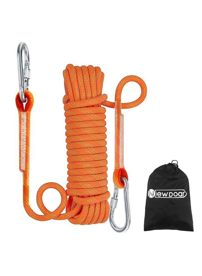 Newdoar Climbing Rope 8(5/16in),10mm (3/8in), High Strength Accessory Cord Rope with 2 Steel Hooks, for Outdoor Rescue Rappelling Rope Down Cliffs ledges Safety Escape Tow Strap Equipment(Orange) - Image 1