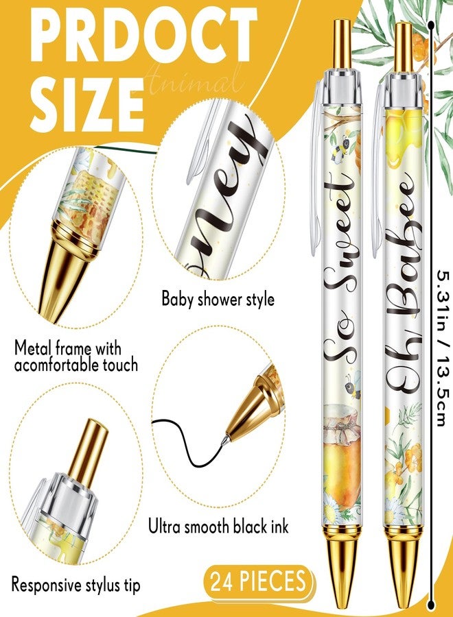 Chuangdi 24 Pcs Bee Honey Baby Shower Ballpoint Pens Favors Bulk Retractable Ballpoint Pen Black Ink with Gifts for Guests School Supply - Image 2