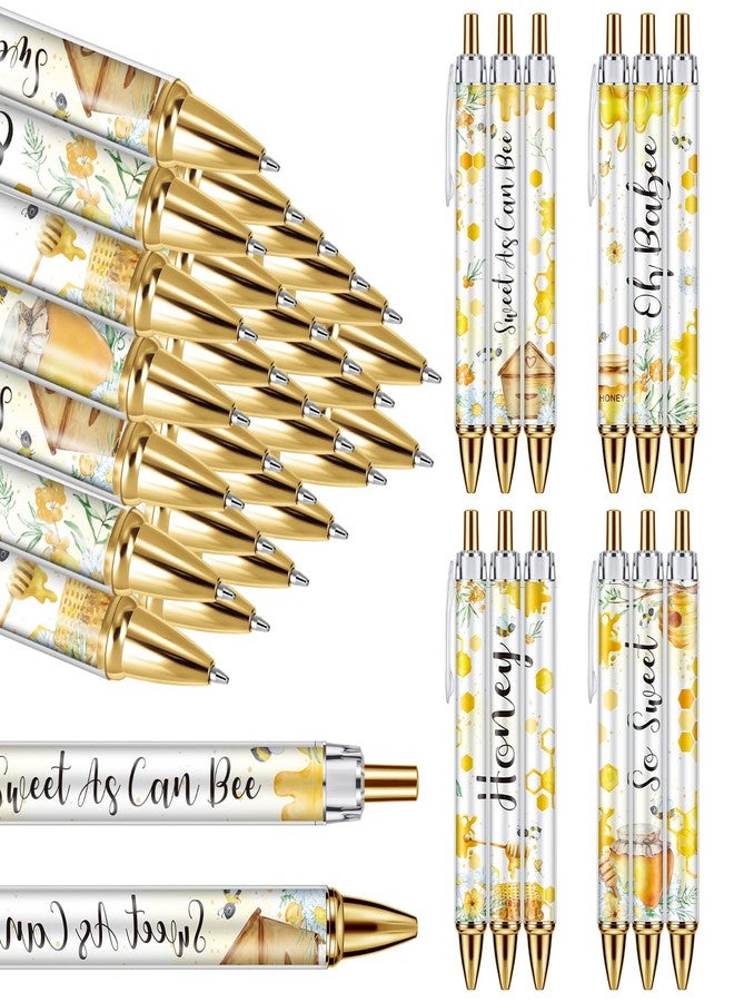 Chuangdi 24 Pcs Bee Honey Baby Shower Ballpoint Pens Favors Bulk Retractable Ballpoint Pen Black Ink with Gifts for Guests School Supply - Image 1