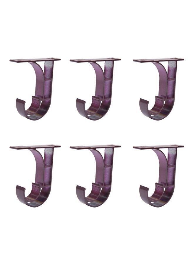 NIBEMINENT 6-Piece Ceiling Curtain Bracket Hook Set Dark Purple 8.1x6cm 