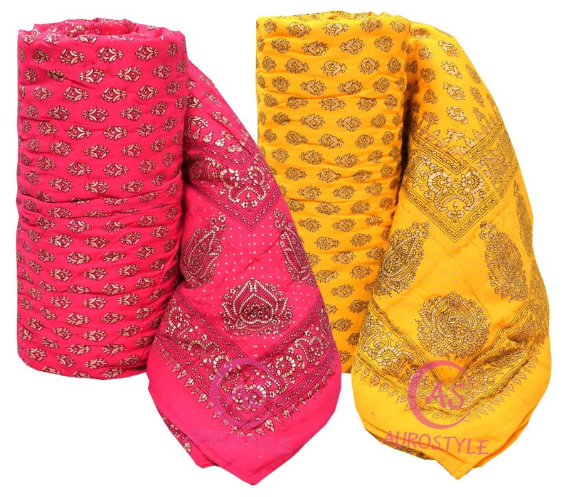 WORLDNEX 400 TC Pure Cotton Jaipuri Design Printed Light Weight Traditional Rajasthani Print Single Bed Quilt/Razai/Rajai (Design 3, Single Bed - Set of 2 Combo Set) - Image 1