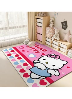 Hello Kitty Cartoon Sanrio series Hello Kitty children's room crawling mat non-slip bedside blanket living room full carpet rectangular soft touch non-slip carpet (thick crystal velvet size: 80cmX160cm)  - Image 1