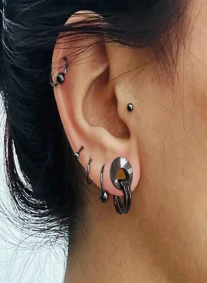 Earblity 1 Pair Hollow gauges with 2 rings 00g/ 10mm Ear Tunnels Plugs 316 Stainless Steel Black Ear Gauges Weight Saddle Plugs Hypoallergenic expander Piercing Body Jewelry - Image 3