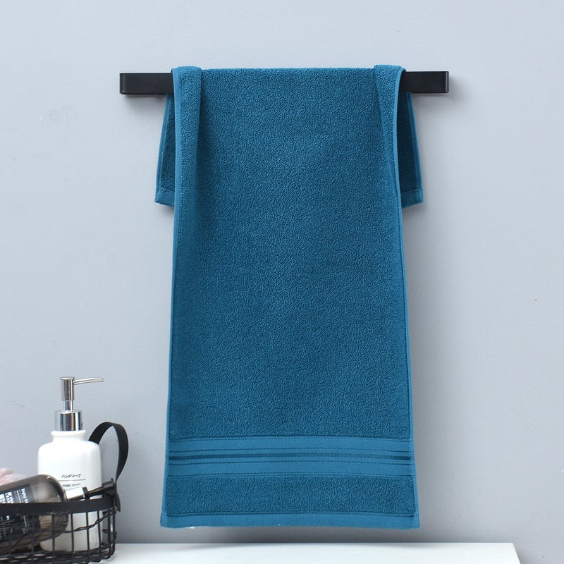 general Men's Cotton Face Towel Dark Blue Jacquard Pattern Soft Absorbent Bath Towel for Home and Travel - Image 1