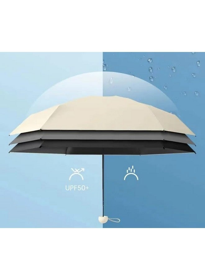 Alexvyan Mini Umbrella With Case For Men & Women (Manual Open) Compact Travelling Umbrella, Polyester & Uv Protection Fabric For Summer/Anti-Slip Handle- Use In Rain & Summer- 6 Frame (Beige) - Image 2