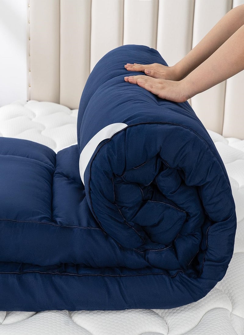 Blueberry Mattress Topper Cotton Quilted Microfiber with 4 Corner Elastic 10cm Thickness 150x200cm - Image 1