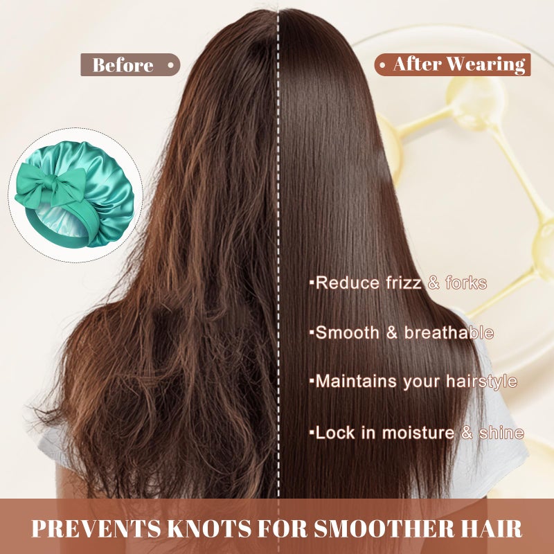 CHLINS Satin Bonnet Silk Bonnet for Sleeping Silk Sleep Cap Double Layer Hair Bonnet with Elastic Tie Band for Curly Hair Night Cap - Image 5