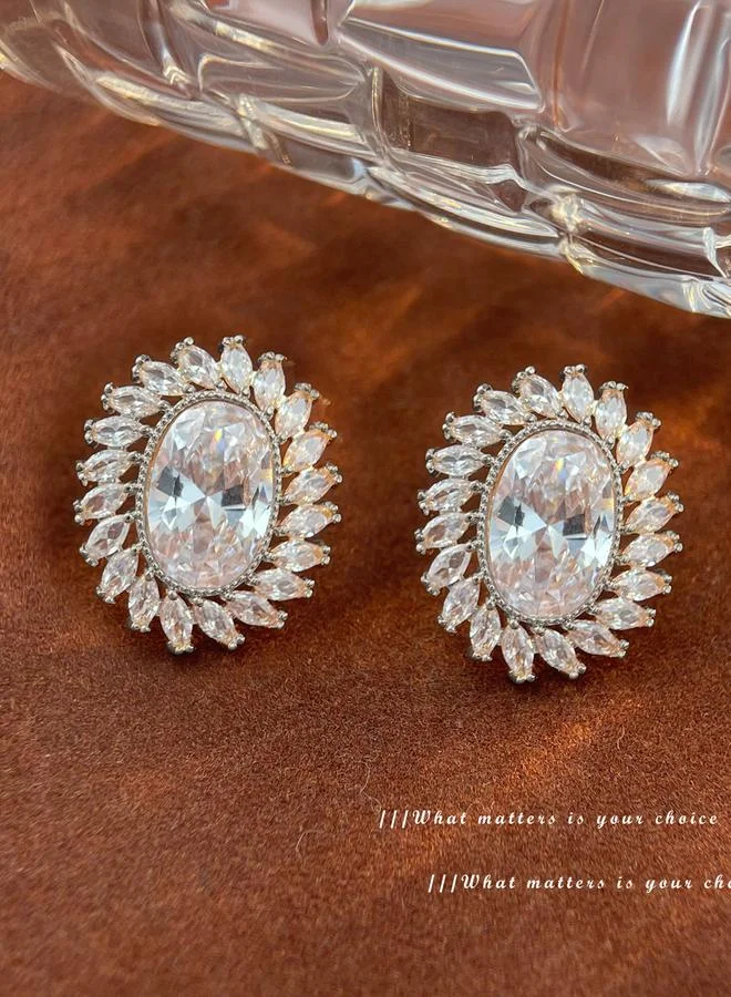 Silver Zircon Stud Earrings