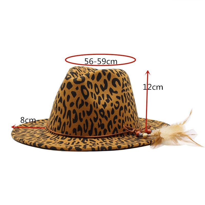 Fedora  New Leopard  Couple Feather Decor Jazz Hat In Stock - Image 2