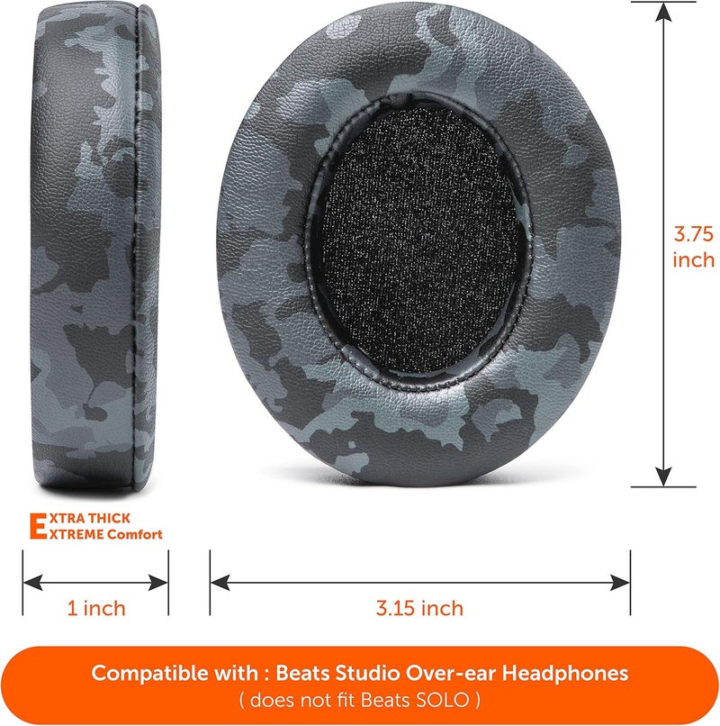 WC Wicked Cushions Replacement Ear Pads for Beats Studio 2 & 3 (B0501, B0500) Wired & Wireless | Does NOT Fit Beats Solo | Softer PU Leather, Enhanced Foam & Stronger Adhesive | Black Camo - Image 5