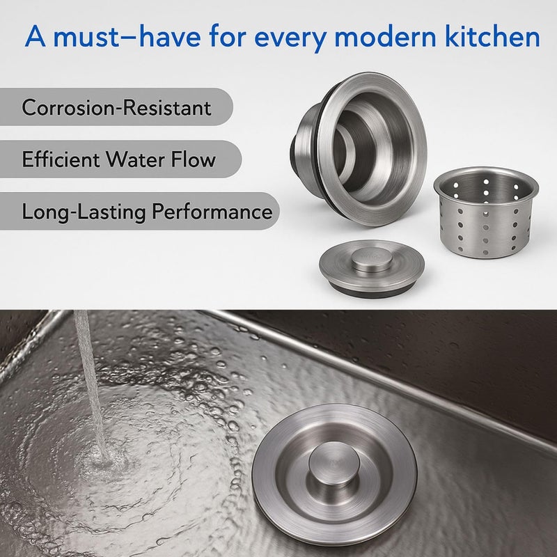 Prem's وصلة تصريف حوض من الفولاذ المقاوم للصدأ بقطر 4 بوصات مع سلة تحتية | مصفاة تصريف مطبخ من الدرجة 304 لمخرج الحوض | مقاومة للصدأ | صنع في الهند - Image 5