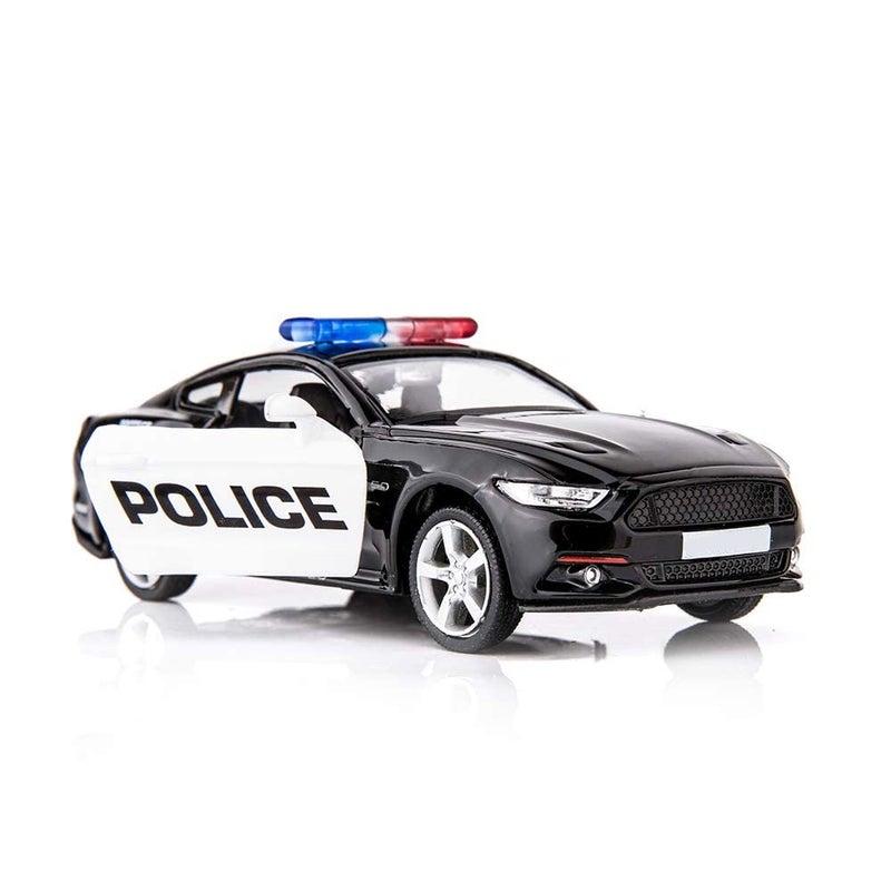 BDTCTK 1/36 Compatible for Ford Mustang GT Police Car Model Zinc Alloy Die-Cast Pull Back Vehicles Kid Toys for Boy Girl Gift (Black) - Image 1