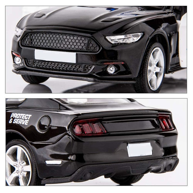 BDTCTK 1/36 Compatible for Ford Mustang GT Police Car Model Zinc Alloy Die-Cast Pull Back Vehicles Kid Toys for Boy Girl Gift (Black) - Image 5