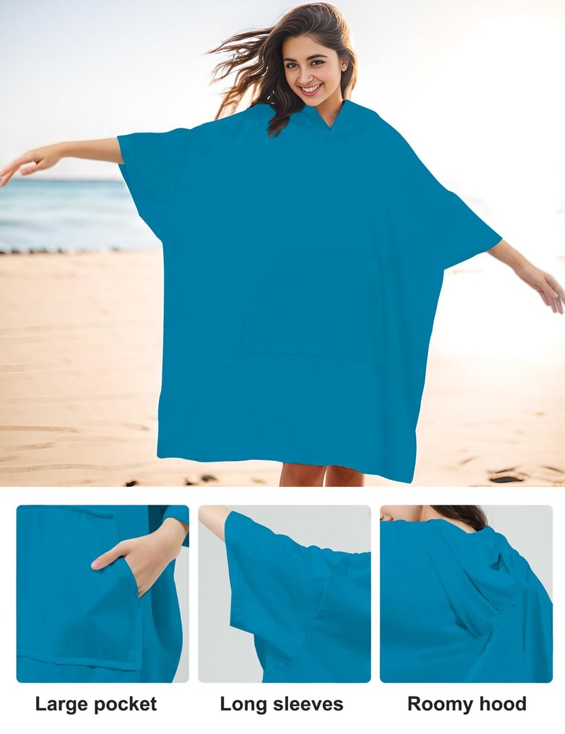 KFUBUO Surf Poncho Changing Towel Swim Robe with Pocket Plus Size Terry Cloth Swim Cover Up for Women Towel Poncho Hoodie - Image 5