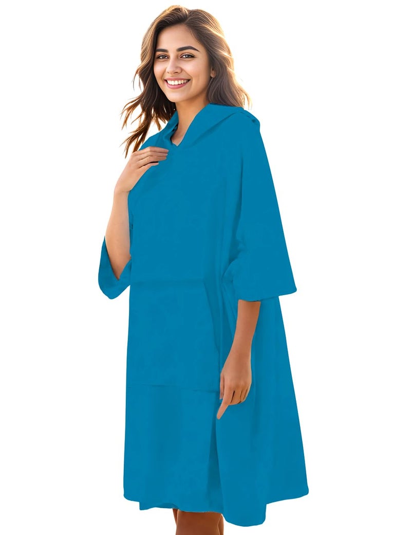 KFUBUO Surf Poncho Changing Towel Swim Robe with Pocket Plus Size Terry Cloth Swim Cover Up for Women Towel Poncho Hoodie - Image 1